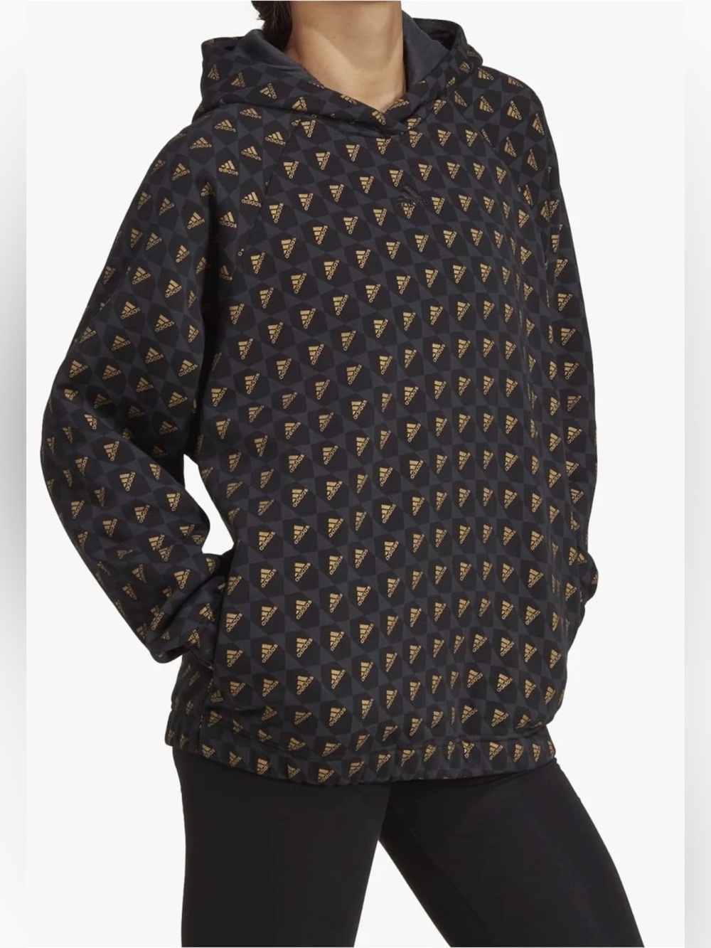 Women’s Adidas oversized all over print tee foil logo hoodie pullover